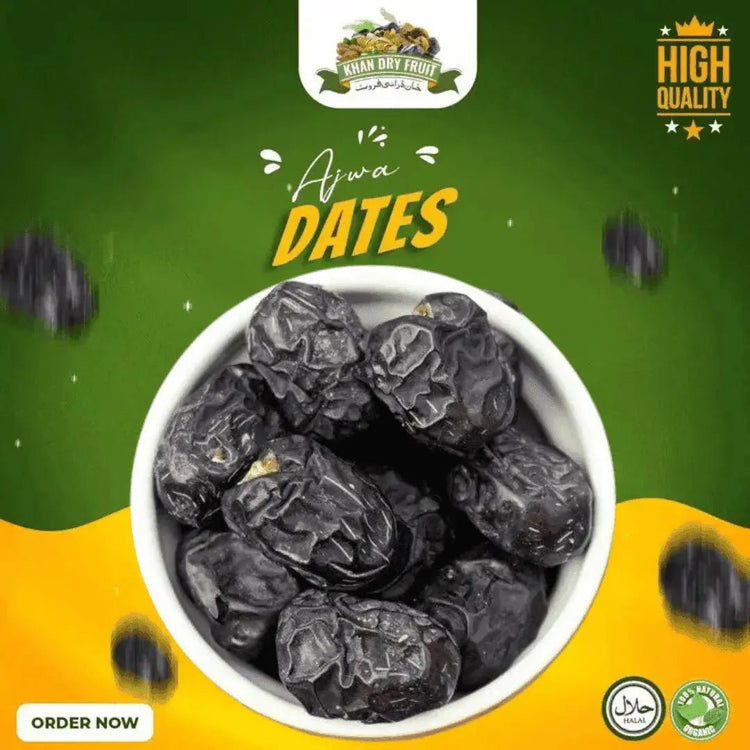 Ajwa dates 250gm Pack are soft dry, medium-size dates -