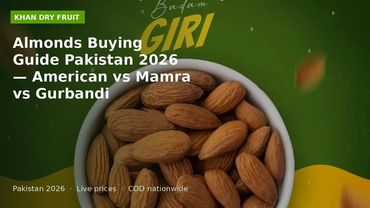 Almonds Buying Guide Pakistan 2026 — American vs Mamra vs Gurbandi