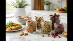 Best nuts and dried fruits for health — click to shop almonds walnuts pistachios dates trail mix