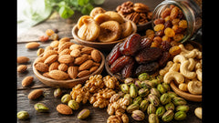 Original banner — premium nuts and dried fruits pantry spread for USA healthy eating guide
