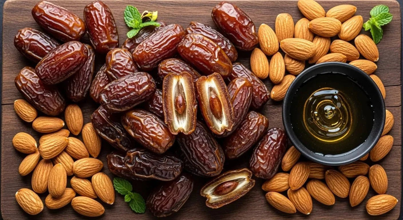 Medjool Dates & Mamra Almonds 2026 | Health Benefits & Gourmet Pairings - Khan Dry Fruits