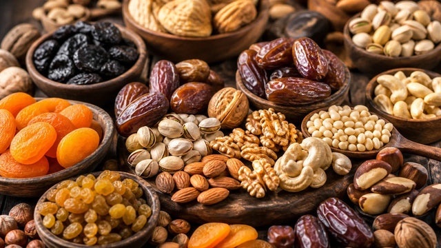 World dry fruits spread — nuts, dates, figs and raisins encyclopedia | Khan Dry Fruits