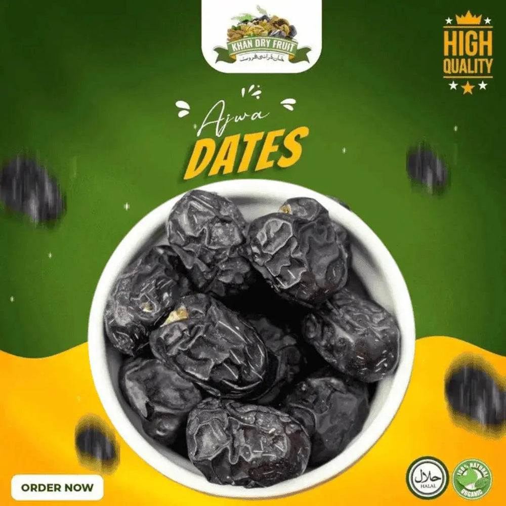 Ajwa dates 250gm Pack are soft dry, medium-size dates - 