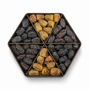 Classic Assorted Dates Box – 6 Portion Dark Brown Hexagon