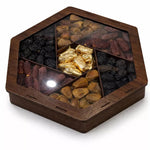 Premium Assorted Dates Gift Box – 7 Portion Dark Brown Hexagon - Khan Dry Fruits