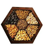 Dried Fruit Gift Box Basket [ 7 Portion Wooden Nuts Box, 