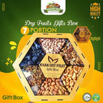 Dried Fruit Gift Box Basket [ 7 Portion Wooden Nuts Box, - KHAN DRY FRUITS