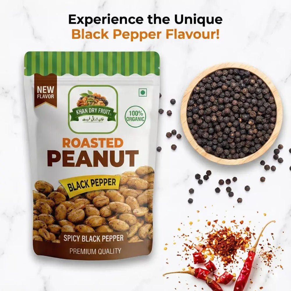 Spicy Roasted Peanuts, Black Pepper 250g - KHAN DRY FRUITS