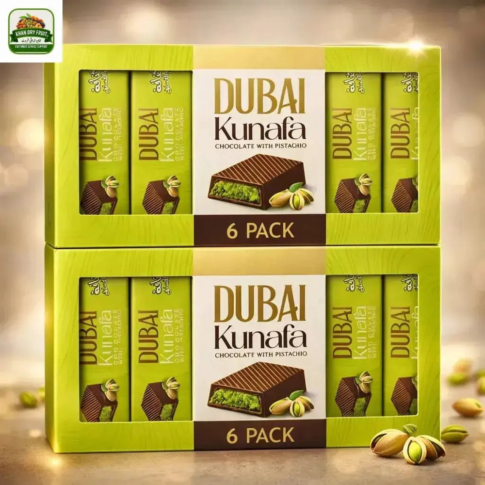Pistachio Kunafa Chocolate Bar – Premium Middle Eastern Dessert Chocolate 6 Pics Box 